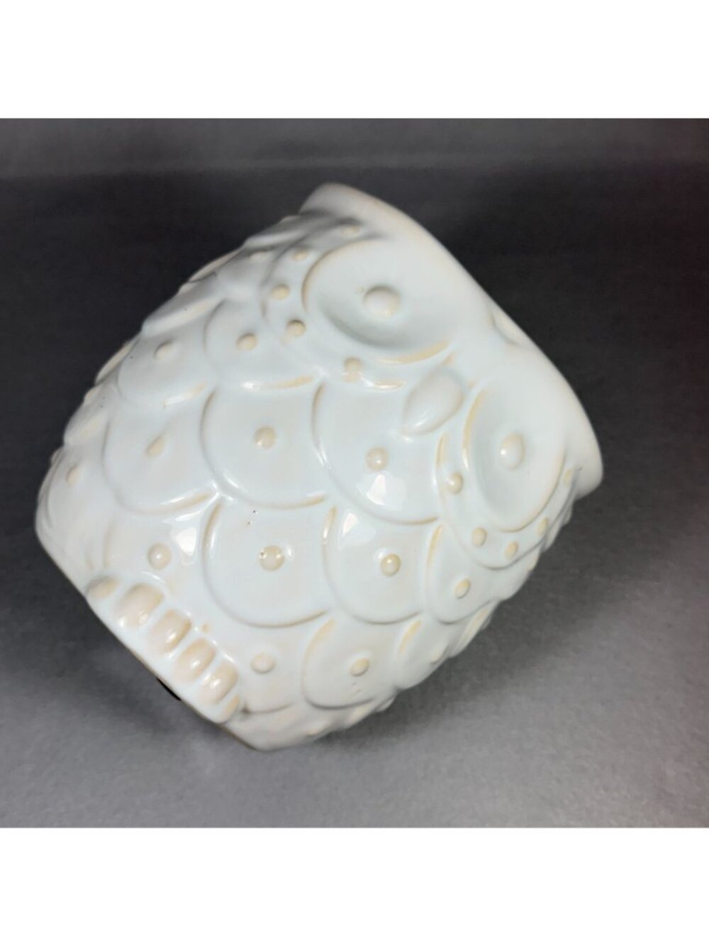 White Ceramic Owl Utensil Holder Crock Embossed Boho Farmhouse Kitchen Decor - Picture 15 of 16